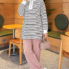 Zip-Detail Striped Tunic White - immagine 2