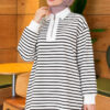 Zip-Detail Striped Tunic White - immagine 3