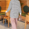 Zip-Detail Striped Tunic White - immagine 4
