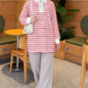 Zip-Detail Striped Tunic Red - immagine 2