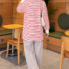 Zip-Detail Striped Tunic Red - immagine 4