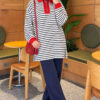 ⁦Zip-Detail Striped Tunic Navy Blue⁩ - الصورة ⁦2⁩