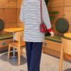 ⁦Zip-Detail Striped Tunic Navy Blue⁩ - الصورة ⁦4⁩