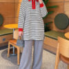 Zip-Detail Striped Tunic Black - immagine 2