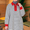 Zip-Detail Striped Tunic Black - immagine 3