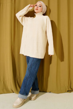 Alternative view of Zipper Detail Knit Tunic Beige