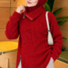 Zipper Detail Knit Tunic Red