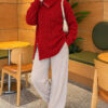 Zipper Detail Knit Tunic Red – Bild 2