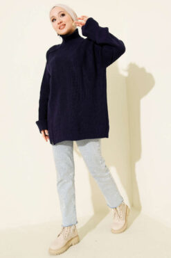 Alternative view of Zipper Detail Knit Tunic Navy Blue