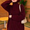 Zipper Detail Knit Tunic Plum