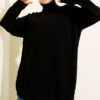 Zipper Detail Knit Tunic Black
