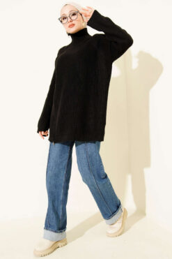 Alternative view of Zipper Detail Knit Tunic Black