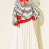 Zipper Neck Striped Knit Tunic Red - Imagen 2