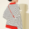 Zipper Neck Striped Knit Tunic Red - Imagen 3