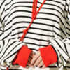 Zipper Neck Striped Knit Tunic Red - Imagen 4