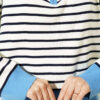 Zipper Neck Striped Knit Tunic Blue - Imagen 4