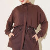Zip-up Waistband Ribbed Turtleneck Two-Piece Set Brown – Bild 2