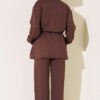 Zip-up Waistband Ribbed Turtleneck Two-Piece Set Brown – Bild 3