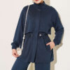 ⁦Zip-up Waistband Ribbed Turtleneck Two-Piece Set Navy Blue⁩ - الصورة ⁦2⁩