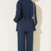 ⁦Zip-up Waistband Ribbed Turtleneck Two-Piece Set Navy Blue⁩ - الصورة ⁦3⁩