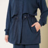 ⁦Zip-up Waistband Ribbed Turtleneck Two-Piece Set Navy Blue⁩ - الصورة ⁦4⁩