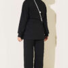 Zip-up Waistband Ribbed Turtleneck Two-Piece Set Black – Bild 3