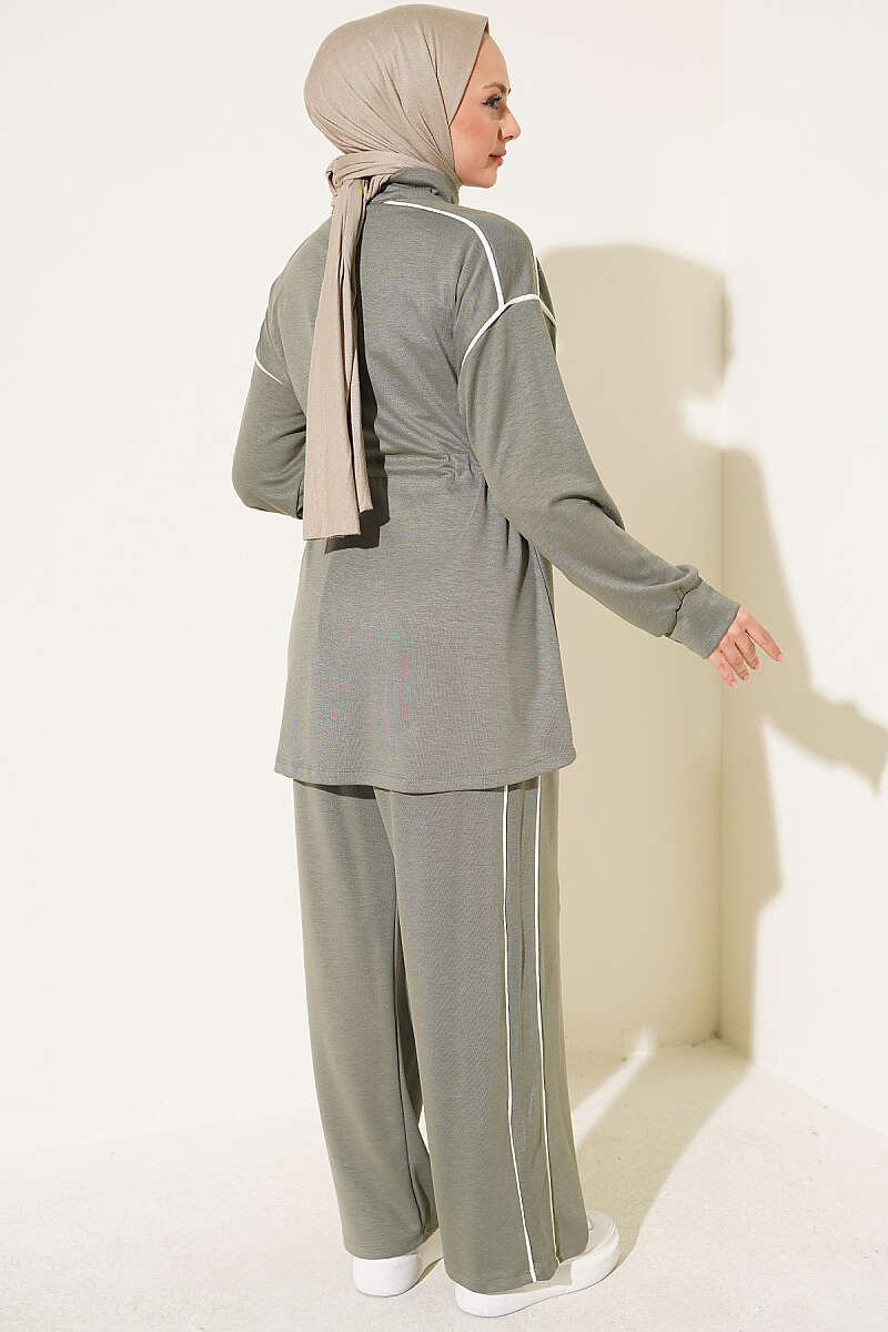 Zip-up Waist Tapered Hem Set with Piping Hazel - Imagen 3