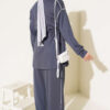 Zip-up Waist Tapered Hem Set with Piping Smoke - الصورة 3