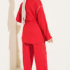 Zip-up Waist Tapered Hem Set with Piping Red - Image 3