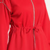 Zip-up Waist Tapered Hem Set with Piping Red - Image 4