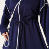 Zip-up Waist Tapered Hem Set with Piping Navy Blue – Bild 4