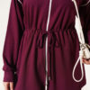 ⁦Zip-up Waist Tapered Hem Set with Piping Plum⁩ - الصورة ⁦4⁩