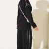 ⁦Zip-up Waist Tapered Hem Set with Piping Black⁩ - الصورة ⁦3⁩