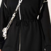 ⁦Zip-up Waist Tapered Hem Set with Piping Black⁩ - الصورة ⁦4⁩