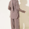 Zip-up Waist Tapered Hem Set with Piping Mink - الصورة 3