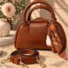 Zip-up scarf detail handbag Tan