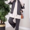 Zip-up Sweatshirt and Jogger Two-Piece Set Smoke