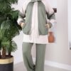 Zip-up Sweatshirt and Jogger Two-Piece Set Khaki