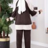 ⁦Zip-up Sweatshirt and Jogger Two-Piece Set Brown⁩ - الصورة ⁦4⁩