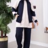 Zip-up Sweatshirt and Jogger Two-Piece Set Navy Blue