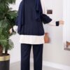 ⁦Zip-up Sweatshirt and Jogger Two-Piece Set Navy Blue⁩ - الصورة ⁦4⁩