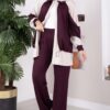 Zip-up Sweatshirt and Jogger Two-Piece Set Plum - الصورة 3
