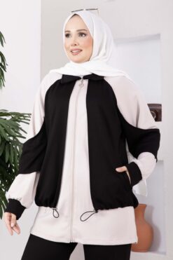 Alternative view of Zip-up Sweatshirt and Jogger Two-Piece Set Black
