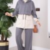 Zip-up Hooded French Terry Two-Piece Set Grey
