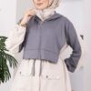 Zip-up Hooded French Terry Two-Piece Set Grey - immagine 2