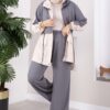 Zip-up Hooded French Terry Two-Piece Set Grey - immagine 4