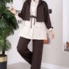 ⁦Zip-up Hooded French Terry Two-Piece Set Brown⁩ - الصورة ⁦2⁩