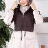 ⁦Zip-up Hooded French Terry Two-Piece Set Brown⁩ - الصورة ⁦3⁩