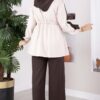 ⁦Zip-up Hooded French Terry Two-Piece Set Brown⁩ - الصورة ⁦5⁩