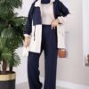 Zip-up Hooded French Terry Two-Piece Set Navy Blue – Image 4